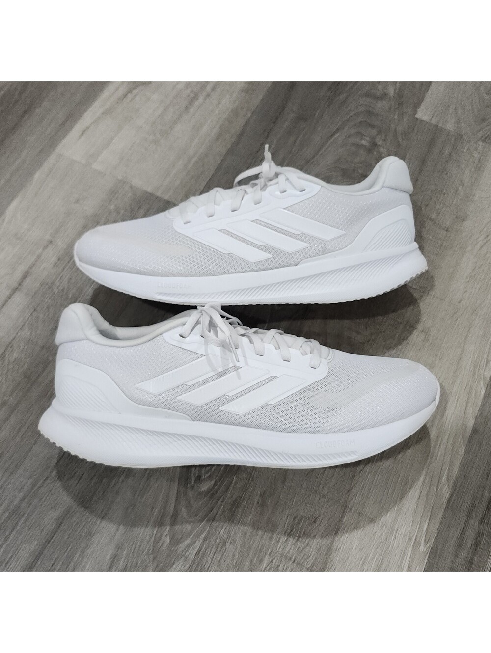 Adidas RunFalcon 5 Triple White Running Gym Exercise Shoes IH7757 Mens 13
